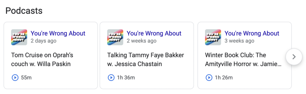 example of individual podcast episodes on google